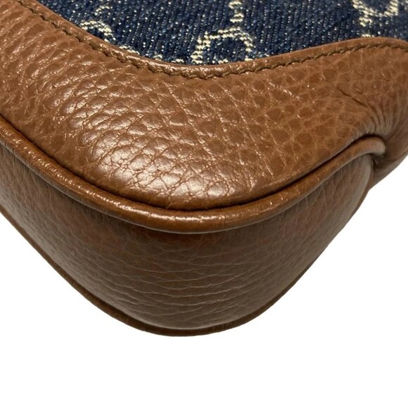GUCCI Jackie 1961 mini bag Navy Brown Denim Leather Handbag - Picture 8 of 16